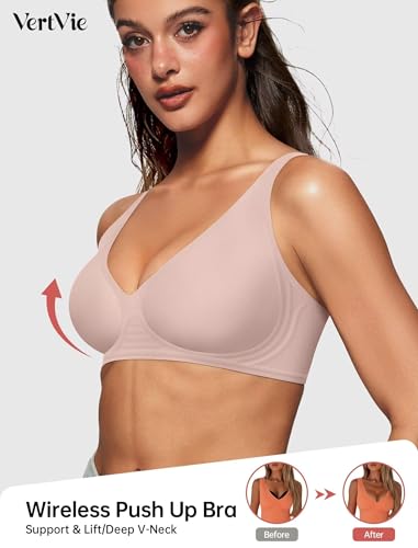 Image of Vertvie Wireless Jelly Bras Push Up Plunge Seamless Supportive