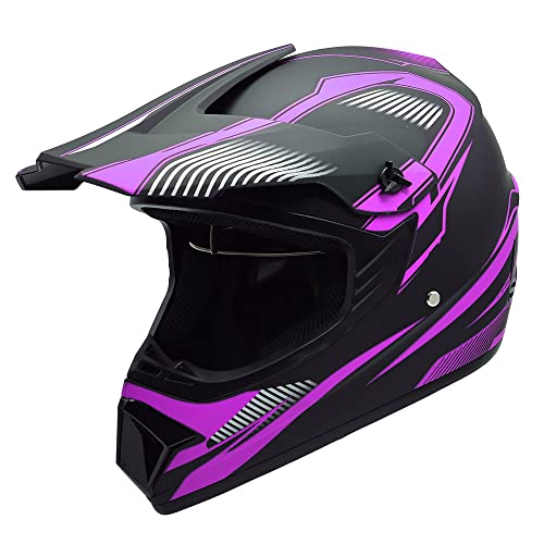 Adult 4 Wheeler Helmet, Off-Road Helmet, Motocross Helmet Dot Certification Comfortable And Breathable Full Helmets For Locomotives Used In All Seasons,Purple,S #TOP1