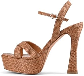 Platform Heels for Women Chunky High Heel Sandals with Ankle Strap, Open Toe Dress Shoes for Work Party Evening Wedding