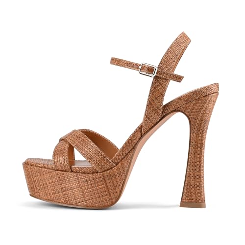 Platform Heels for Women Chunky High Heel Sandals with Ankle Strap, Open Toe Dress Shoes for Work Party Evening Wedding