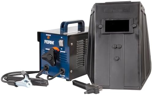 FERM WEM1035 Arc Welder - Welding Machine - 55-160 Ampere - 2-4 mm - Thermal Cut-Out - With Scaling Hammer, Steel Wire Brush and Welding Mask