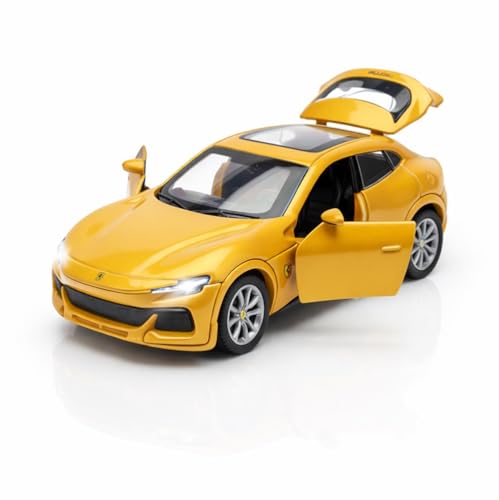 Image of 1:36 Scale Miniature Ferrari Toy Car - Die-Cast Metal Pull Back Sports Car with Openable Doors, Lights & Music - Alloy Model Vehicle for Kids, Boys & Collector 【Color As Per Stock】