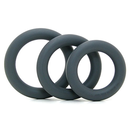 Doc Johnson Optimale - Thick 3 C-Ring Set - Stretchy Silicone - Slate #TOP2
