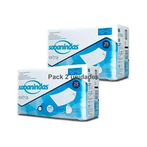Indas - Salva Camas Sabanindas 60x40 25 uds Extra - Pack de 2 Unidades - 50 Unidades en Total
