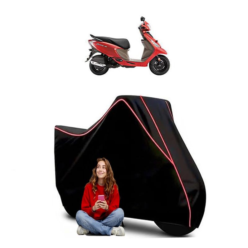 Image of Kine Scooty Bike Cover Water Resistant Outdoor Use Universal Fit Scooters Motorcycles Heavy Duty UV Protection Dust Rain Scratch Resistant Elastic Bottom Black Blue Piping