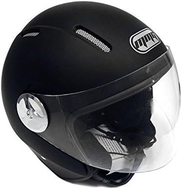 Motorcycle Scooter Pilot Open Face Helmet DOT – Matte Finish Black Large