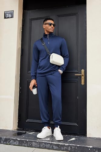 COOFANDY Men's Tracksuit 2 Piece Quarter Zip Sweatsuit Sets Casual Athletic Running Jogging Suits2