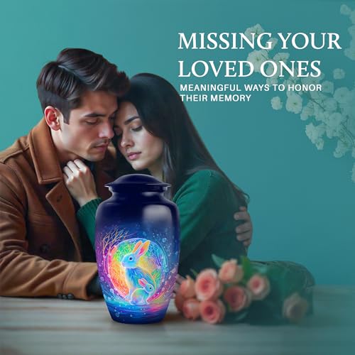 Image of Rabbit Urn - Funeral Decorative Ashes - Combo 3 - Large with 3 Inch Pack of 4 - Urns for Adult Male & Female - Burial Urn for Adult Male & Female - Keepsakes Urns for Ashes