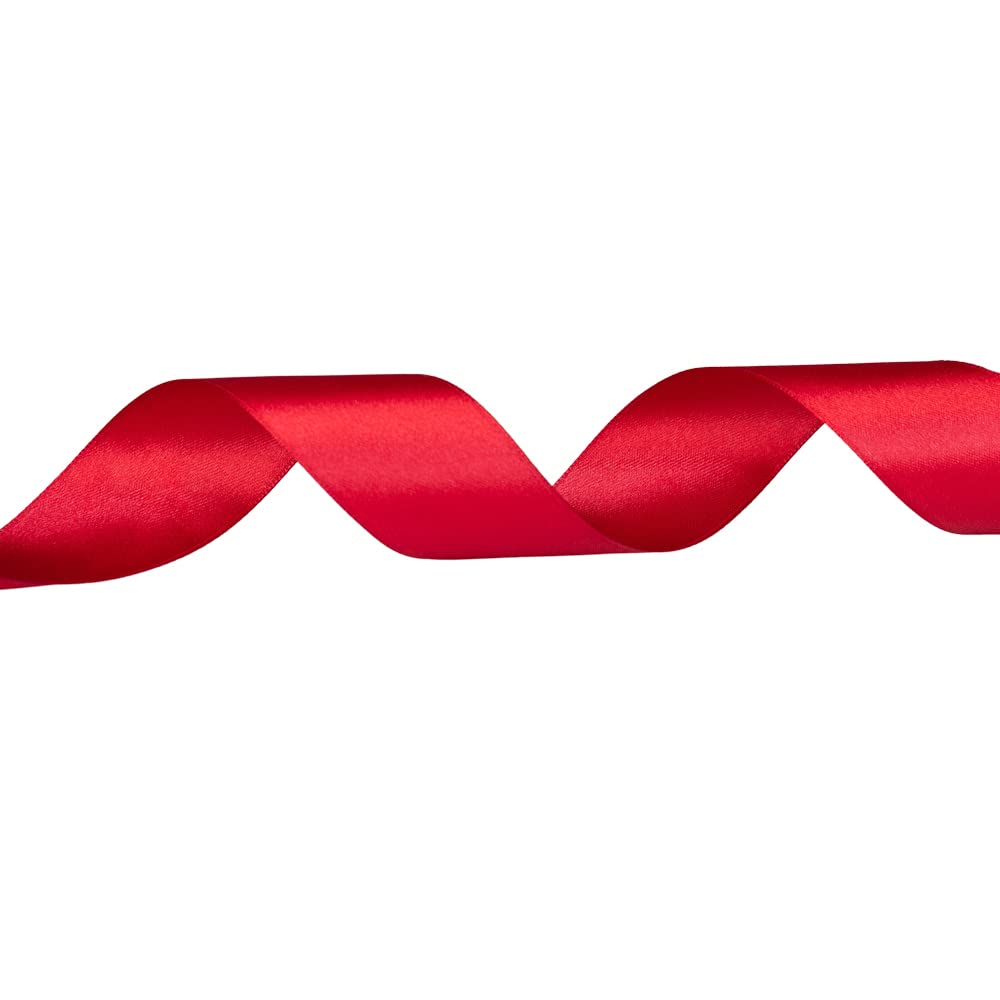 Craft County - 1 1/2 Inch Double Faced Satin Ribbon - Red - 25 Yards (75 ft) - Great for Crafts Projects, Wrapping, Weddings, Parties, Floral Projects, Home Décor, & More