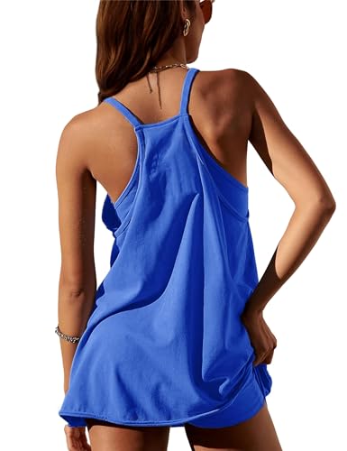 Image of Lianlive Women Athletic Mini Dresses Built-in Shorts Set Summer Sleeveless Sundress Hot Shot Mini Dress