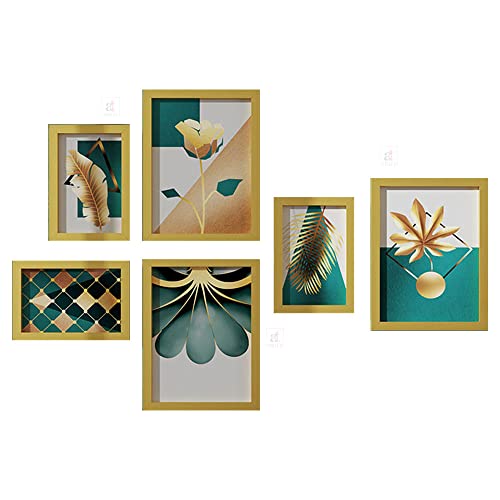 Image of PAINTINGMANTRA Wall Decor Contemporary Baroque Set of 6 Framed Art Prints Paintings for Home Gallery, Bedroom, Living Room & Office (Size - 3-12 x 16 & 3-8 x 12 Inches)