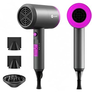 slopehill Professional Ionic Hair Dryer, Powerful 1800W Fast Drying Low Noise Blow Dryer with 2 Concentrator Nozzle 1 Diffuser Attachments for Home Salon Travel