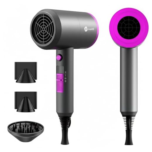 Slopehill Professional Ionic Hair Dryer, Powerful 1800W Fast Drying Low Noise Blow Dryer with 2 Concentrator Nozzle 1 Diffuser Attachments for Home Salon Travel