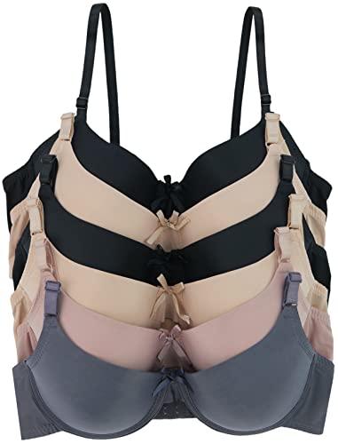 Image of ToBeInStyle Women's Pack of 6 Padded Assorted Styles Supportive Bras Cup Size - A to DDD