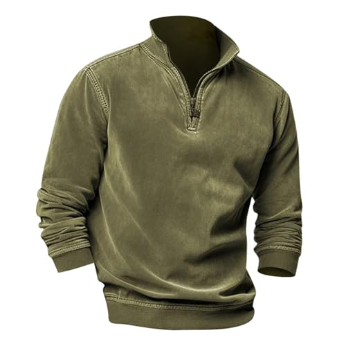 Mens Quarter Zip Pullover Distressed Retro Long Sleeve Sweatshirt Stand Collar Slim Fit Casual Vintage Sweater2