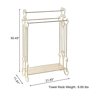 Free standing towel rack for bathroom 3 tier metal towel rack stand with shelf floor towel rack towel rack freestanding for bath towels hand towels washcloths modern retro white  urban country home decor