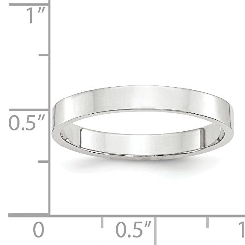 Solid 14k White Gold 3 mm Lightweight Flat Wedding Band Ring3