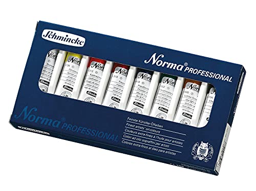 Schmincke - Norma®, finest artist oil colors basic assortment, 8 x 20 ml, 71 108 097, cardboard set, modern, environmentally conscious formulated oil color, oil painting