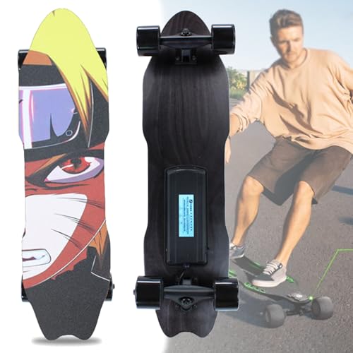 Oiyekntd Elektrisches Skateboard mit Fernbedienung, wasserdichtes Longboard-Skateboard, 7-lagiges Ahornholz, 15 km Reichweite, 25 km/h Höchstgeschwindigkeit, Pendler-Longboard für Anfänger B