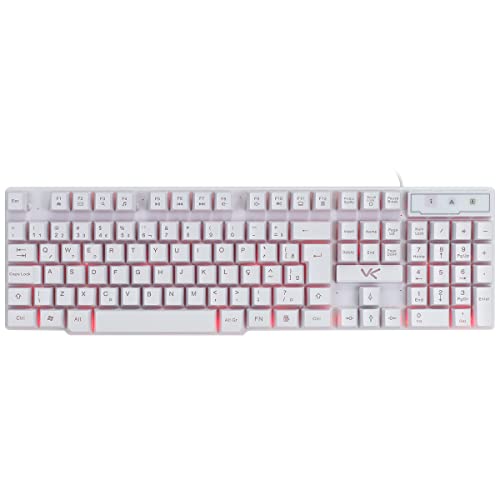 TECLADO GAMER VX GAMING HYDRA BRANCO ABNT2 MULTIMÍDIA COM LED VERMELHO SENSAÇÃO MECÂNICA USB 1.8M –