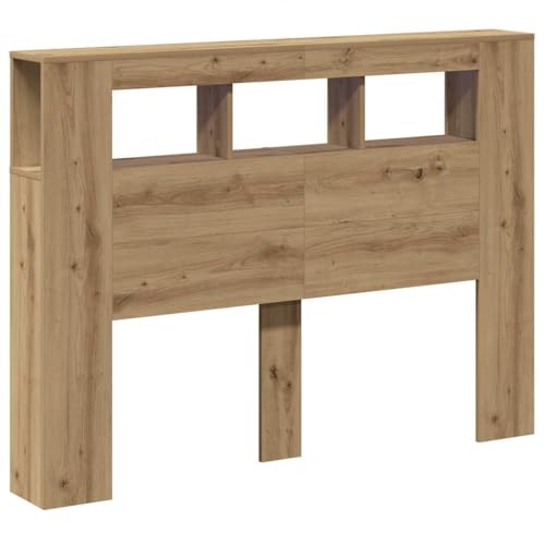 vidaXL LED-Kopfteil Artisan-Eiche 140x18,5x103,5 cm Holzwerkstoff, Kopfteil, Kopfteil Bett, Kopfteil mit Ablagen, Bettkopfteil, Kopfteil mit Stauraum