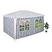 Relaxdays Seitenteile für 3x4m Pavillon, 2er Set, wasserdicht, Seitenwände mit Klettverschluss, Polyester, blau/weiß