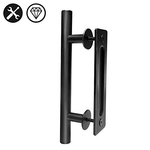 Preisvergleich Produktbild AUFUN Scheunen Türgriff Schiebetür Handgriff Antiker Scheunentürgriff aus Stahl Schwarz Barn Door Handle Set für 35mm-45mm Dicke Küchen, Schlafzimmer Schrank Tür