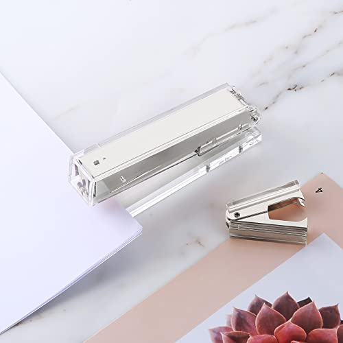 Exputran Standard Acrylic Stapler And Staple Remover Set, Takes Standard 24/6 Or 26/6 Staples, Modern Design Desk Accessory Kit For Home, Office, Or School(Silver) #TOP3