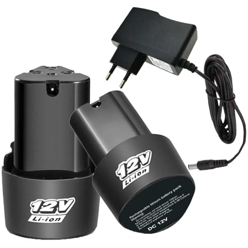 Image of Cordless Drill Battery 12V Replacement Batteries with 12V Lithium-Ion Charger Adapter (1Pcs Battery and 1Pcs Charger)