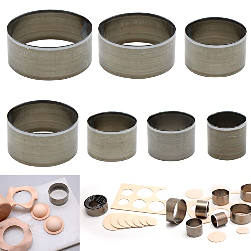 Emporte Piece Cuir Rond Outils - Découpage Set Ronde Main Puncher Artisanat Découpe Cutter Couteau Pochoir Perforation Punch Découpeur Meurt Circulaire Moule Meurent Poinçon Coupe Modèle, 7 Pcs