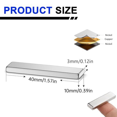 Image of Powerful Neodymium Bar Magnets, 9 Pack Heavy Duty Magnet, 40x10x3mm
