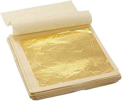 10Pcs Pure Gold Edible Leaf Sheets 1.7"x1.7" 98% Silver Leaf for Beauty Routine and Makeup,Bakery and Pastry, Cake, Art Decoration, DIY Art and Craft Work Furniture or Accessories (24K Gold)