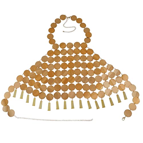 Femnmas Coin Sequins Bra Chain Gold Crop Top Body Chains Backless Beach Nightclub Body Accessories Jewelry for Women and Girls