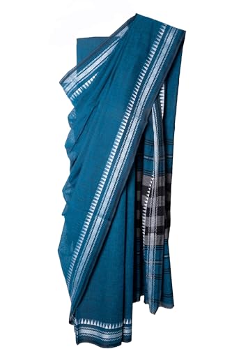 Womens Relax Fit Cotton Blend Soft Khadi Handloom Saree With Unst...