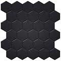 Thicker, Black Hexagon Tiles Peel and Stick Backsplash, WalDecoo Premium Self-Adhesive Tile for Kitchen Bathroom, 10 Sheets Stick on Tiles Kitchen Backsplash(12''×12'')