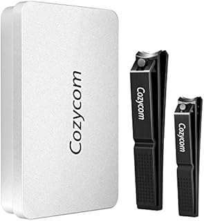 CozyCom Nail Clippers Set, Stainless Steel Fingernail and Toenail Clipper Nail Cutter, Nail Clippers with Visibly Tin Case for Adult Man Woman (2PCS)