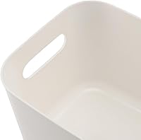 Vista 3 de MOUYAT Paquete de 6 contenedores de almacenamiento de plástico blanco con asas, cestas de almacenamiento apilables de 10 x 7 x 6 pulgadas