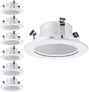 TORCHSTAR 4 Inches Recessed Can Light Trim with White Metal Step Baffle,