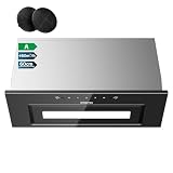 CIARRA CBCB6931B Cappa Aspirante Incasso 60cm Classe A- 460m³/h - 3 Velocità - Doppia Modalità -Controllo Gestuale-Facile Installazione-Con Carbone Attivo CBCF055 - Acciaio Inox Nero