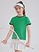 Haloumoning Girls Athletic Shirts Kids Summer Short Sleeve Color Block Tops Gym Yoga Tees 5-14 Years Green