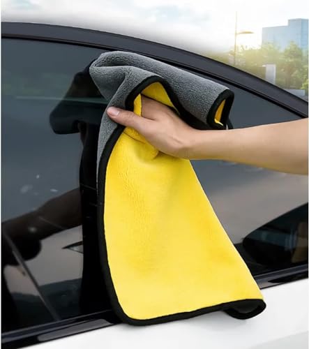 Image of Premium Microfiber Towels, Car Window Cleaner, Machine Washable, Two-Layer Thickened Microfibre Towels, Super Absorbent Cleaning Cloth, Cleaning Waxing Dusting and Drying (30*60cm, Pack of 3)