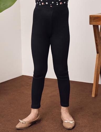 Image of Amazon Brand - Symbol Girl's Cotton Ribbed Stretchable Leggings | Ankle Length | Aged 2-14 Years