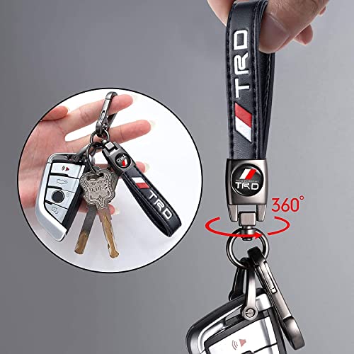 Aqwzh Car Fob Key Chain Genuine Leather Wristlet Strap Keychains Holder For Men And Women, Car Keychain 360 Degree Rotatable (Black) #TOP2