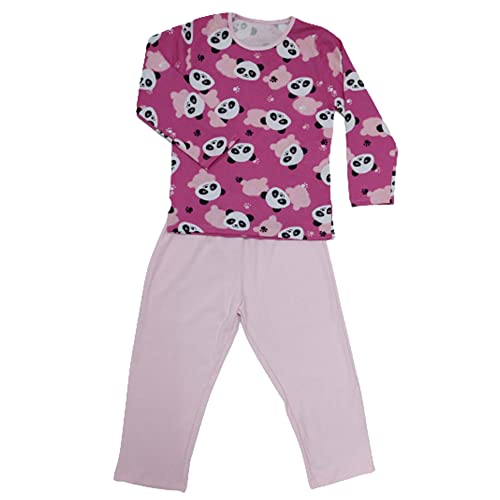 Pijama Inverno Conjunto Menina Infantil Panda Rosa Manga Longa (2)