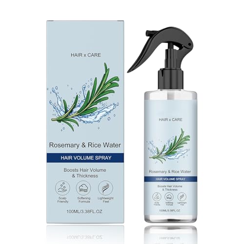 Rosemary & Rice Water Spray for Hair, Volumizing Hair Spray for Thin and Fine Hair, Non-Greasy Scalp and Hair Mist for Healthy-Looking Hair, Daily Care for Women and Men (1PC, 100ML)