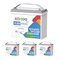 Redodo 4 Pack 12V 100Ah Mini LiFePO4 Lithium Battery, 1280Wh Deep Cycle Battery with Upgraded 100A BMS, 4000-15000 Cycles, Perfect for Boat, Solar Home, RV, Off-Grid, Trolling Motor