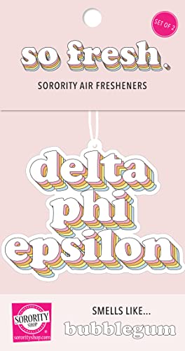 Image of Sorority Shop Delta Phi Epsilon Retro Air Freshener - DPE Bubblegum Scented Air Freshener - Sorority Retro Design Air Freshener for Car or Dorm- Sorority Gift, Charm Paraphernalia