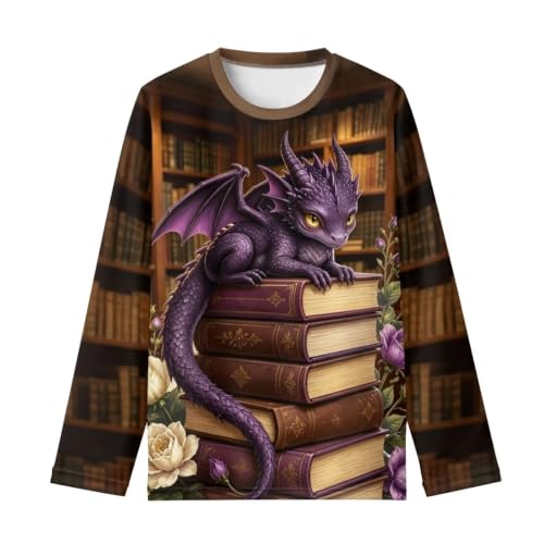 Image of WELLFLYHOM Long Sleeve T-Shirt for Boys Girls 3-16 Years Old Tee Tops Crewneck Pullover Shirts Fall Outfits