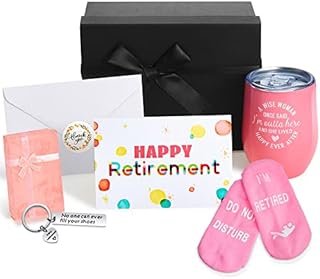 Retirement Gifts for Women Set Include Stainless Cup, Novelty Socks, Retirement Keyring with Box, Gift Card, Black Gift Box Happy Retirement Gifts for Coworker Retired Friends Teachers Nurses Retirees