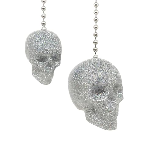 Image of Glitter Skull Fan Pulls (Silver)